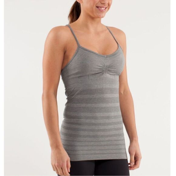 Lululemon Ebb & Flow Tank Heathered Dark Classic Sport Grey Size 6 Athletic Top - Picture 1 of 12